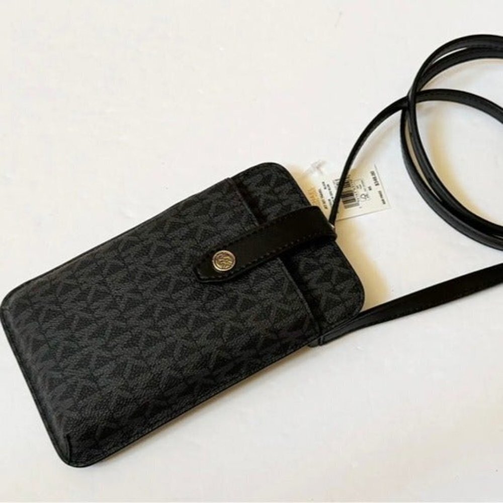 Michael Kors JST MK Logo Smart phone crossbody with Card Holder Black - Picture 3 of 7